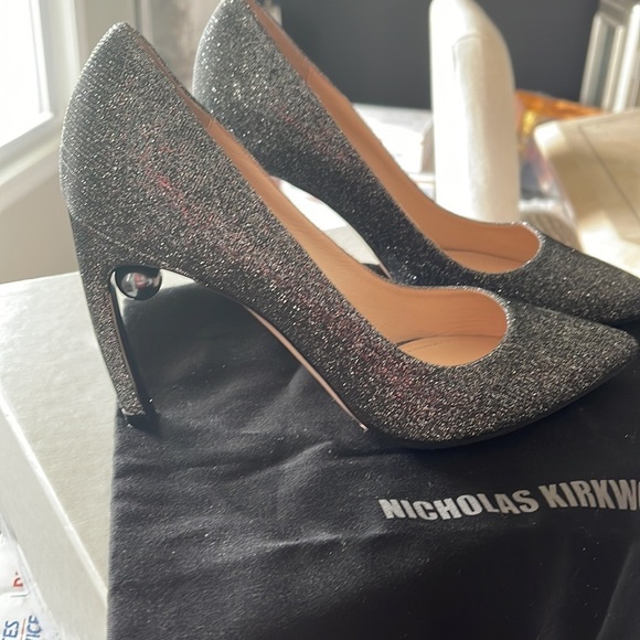 Nicholas Kirkwood silver sparkle heels sz 37.5 - Picture 1 of 10